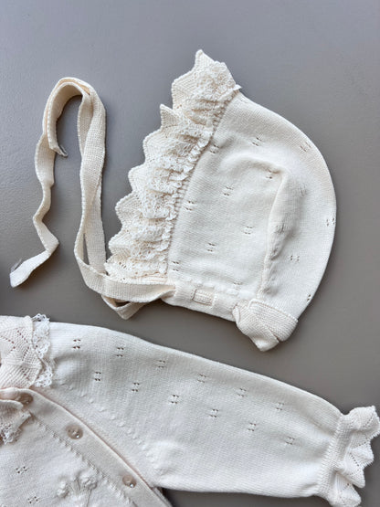 Light Beige Organic Cotton 2 Pcs Overall With Hat