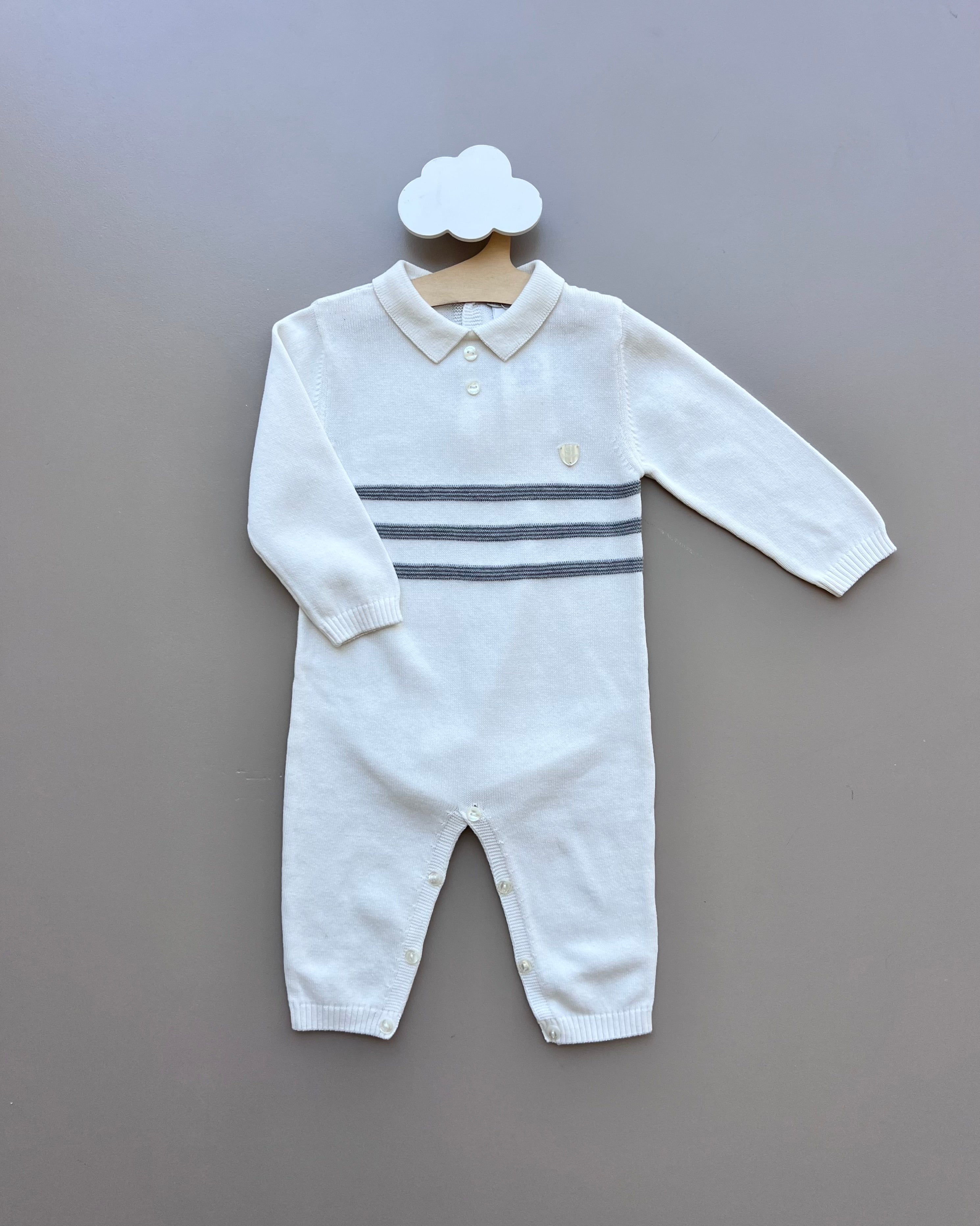 Off White / Gray Polo Organic Cotton Overall