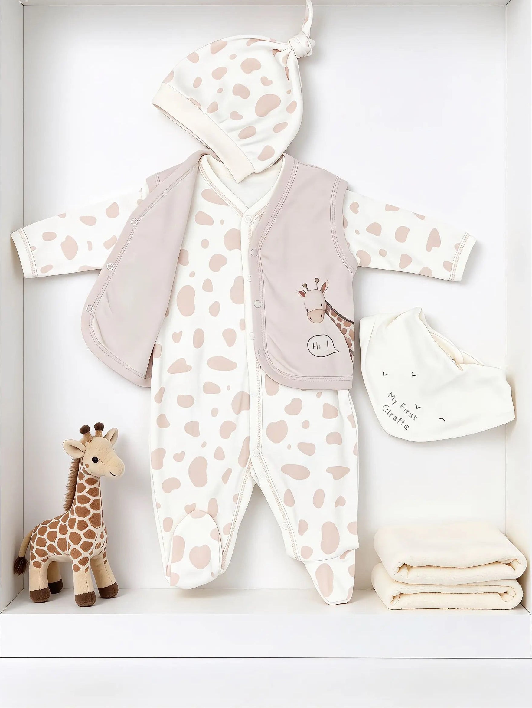 Giraffe GOTS™ Certified Organic Cotton Footed Overall 4 Pcs Set