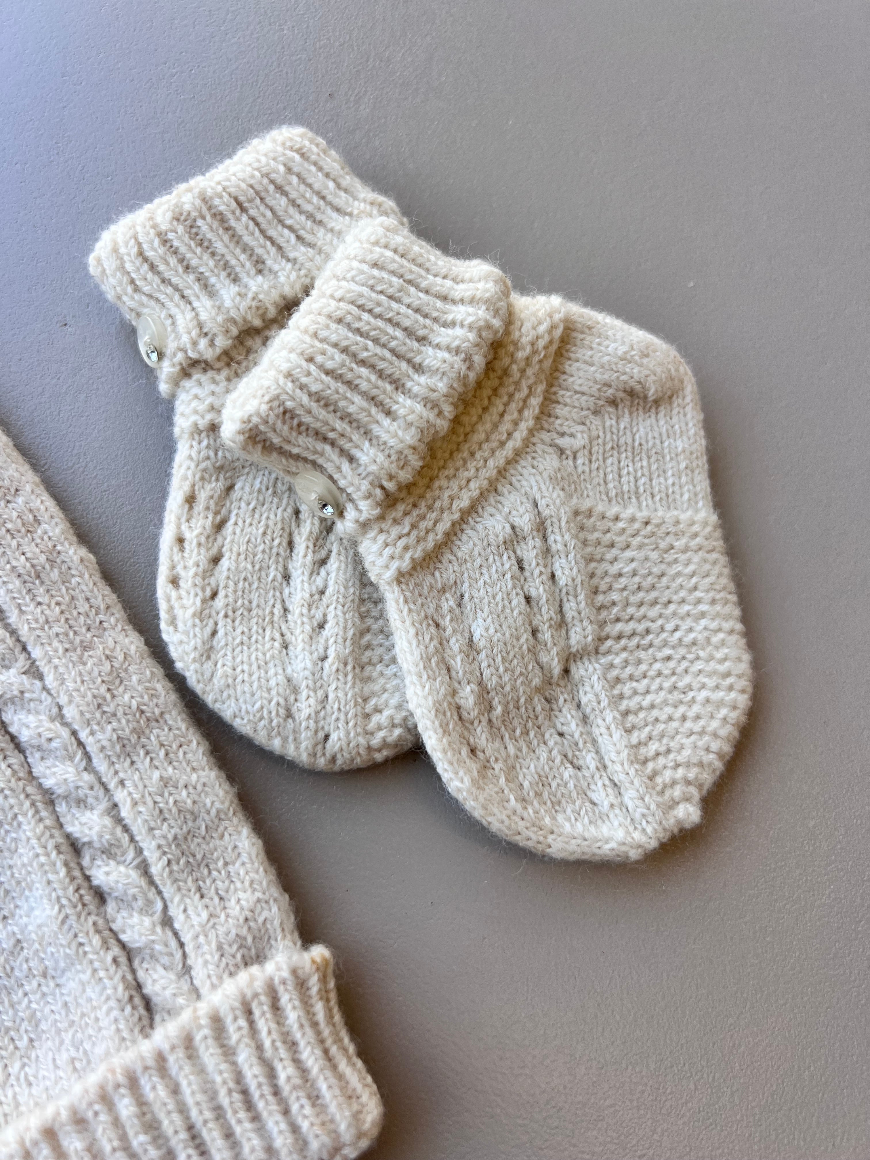 Beige Merino Wool Hospital Set 5 Pcs