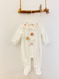 Flower Velvet Footed Overall