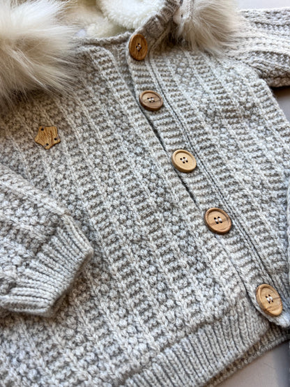 Thick Wool Fur Inside Top, Pants and Mittens 3 Pcs