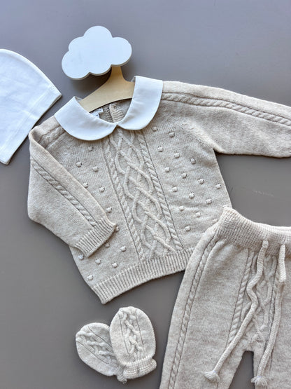 Beige Merino Wool Hospital Set 5 Pcs