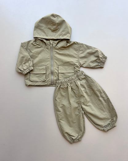 Khaki Jacket and Pants 2Pcs Set
