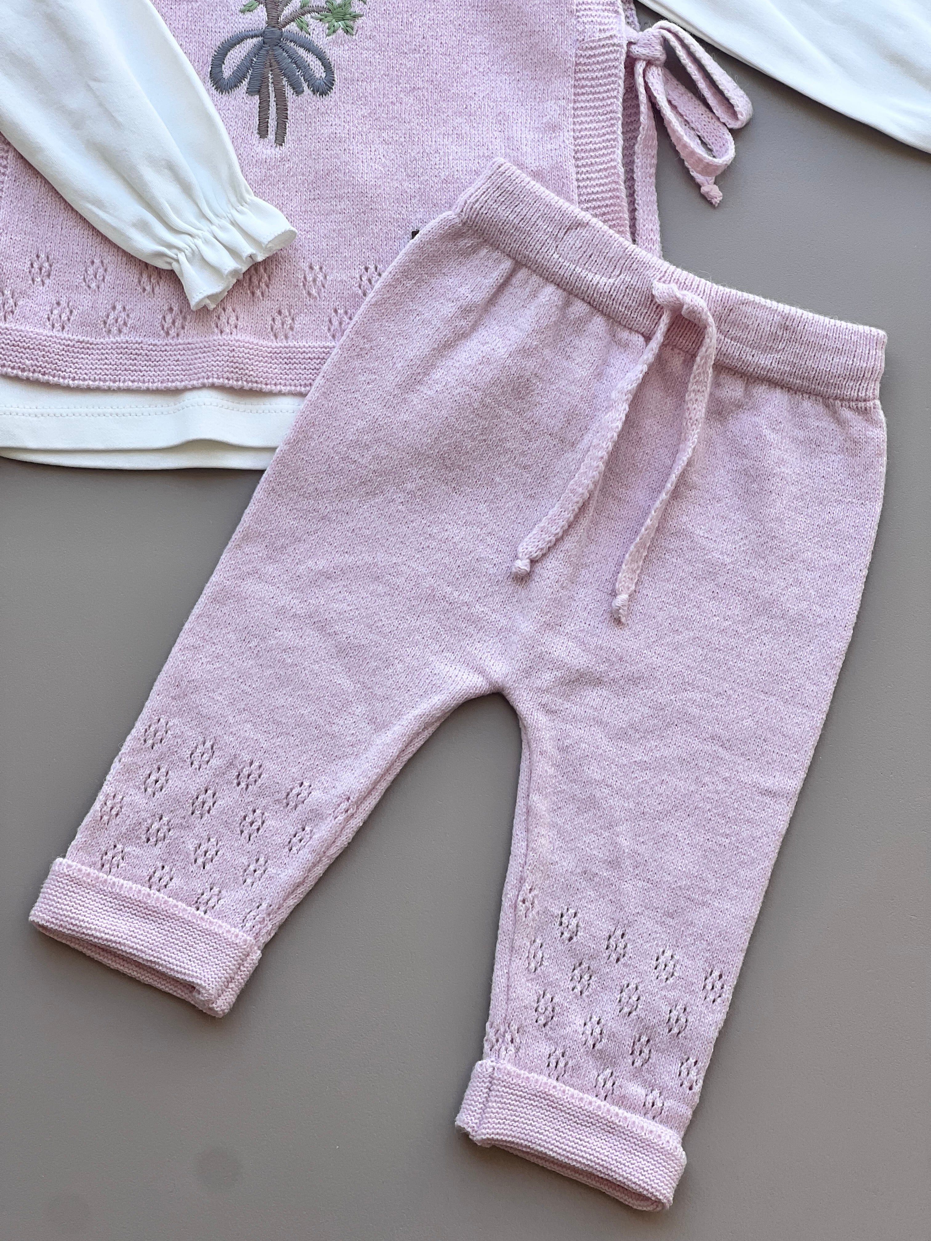 Pink Wool Set 3 Pcs Vest