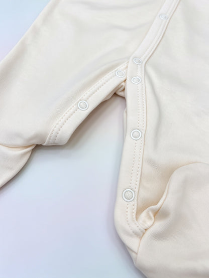 Light Beige Koala GOTS™ Certified Organic Cotton Footed Overall