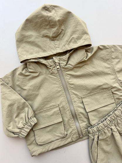 Khaki Jacket and Pants 2Pcs Set