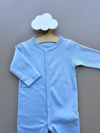 Light Blue GOTS™ Certified Organic Cotton Long Sleeves Overall