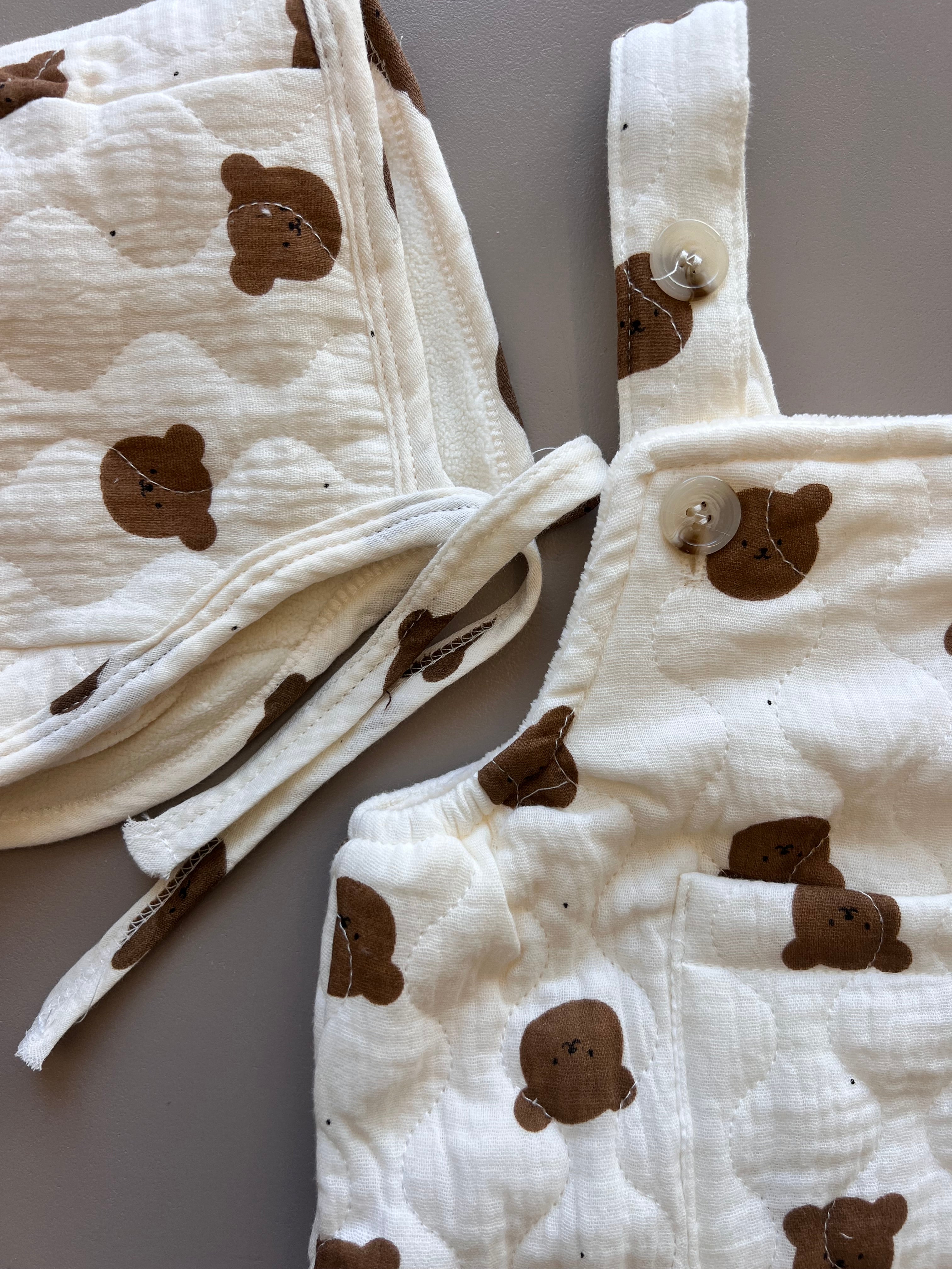 Teddy Fleece Winter Salopettes With Hat