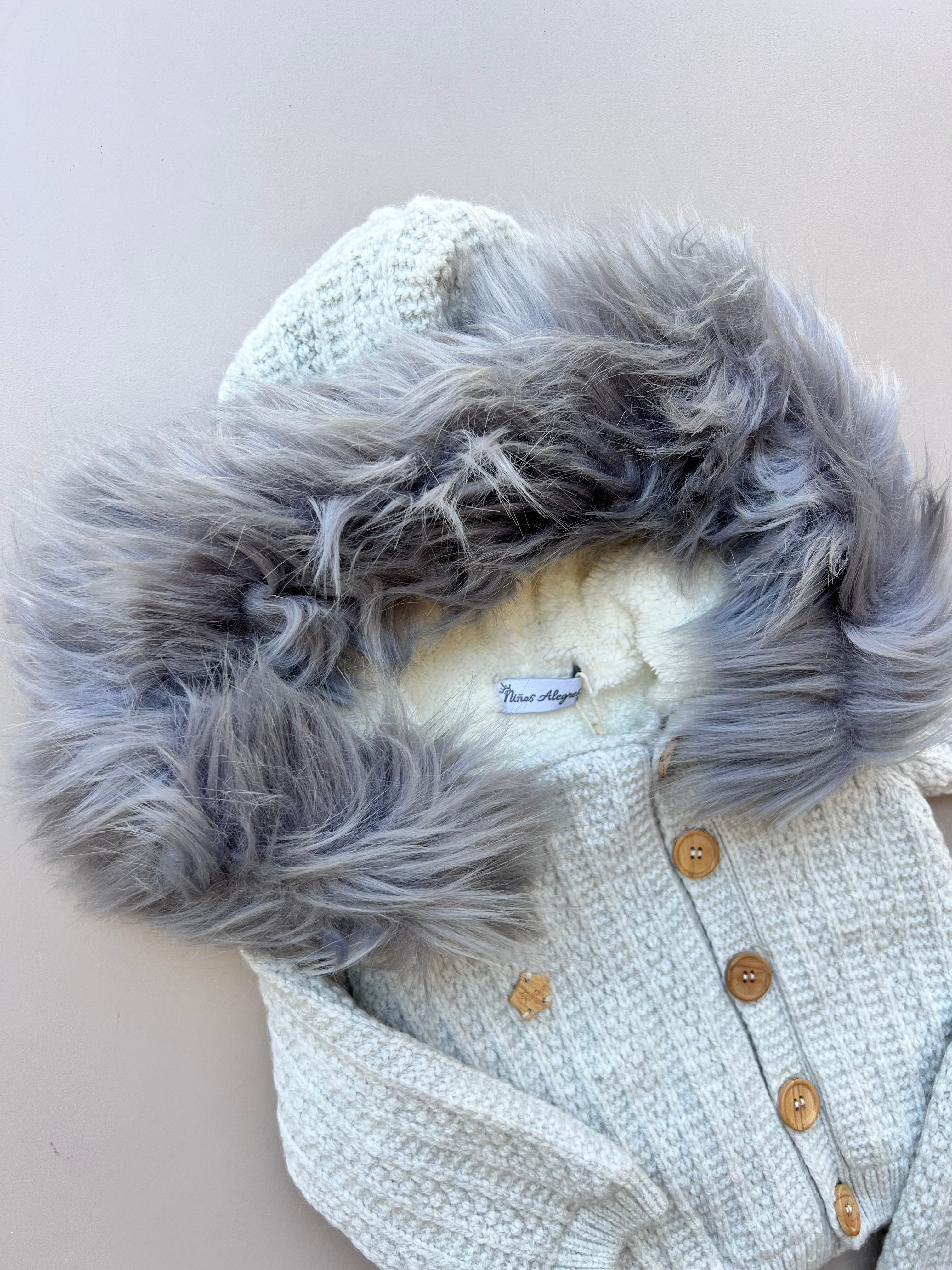 Thick Wool Fur Inside Top, Pants and Mittens 3 Pcs