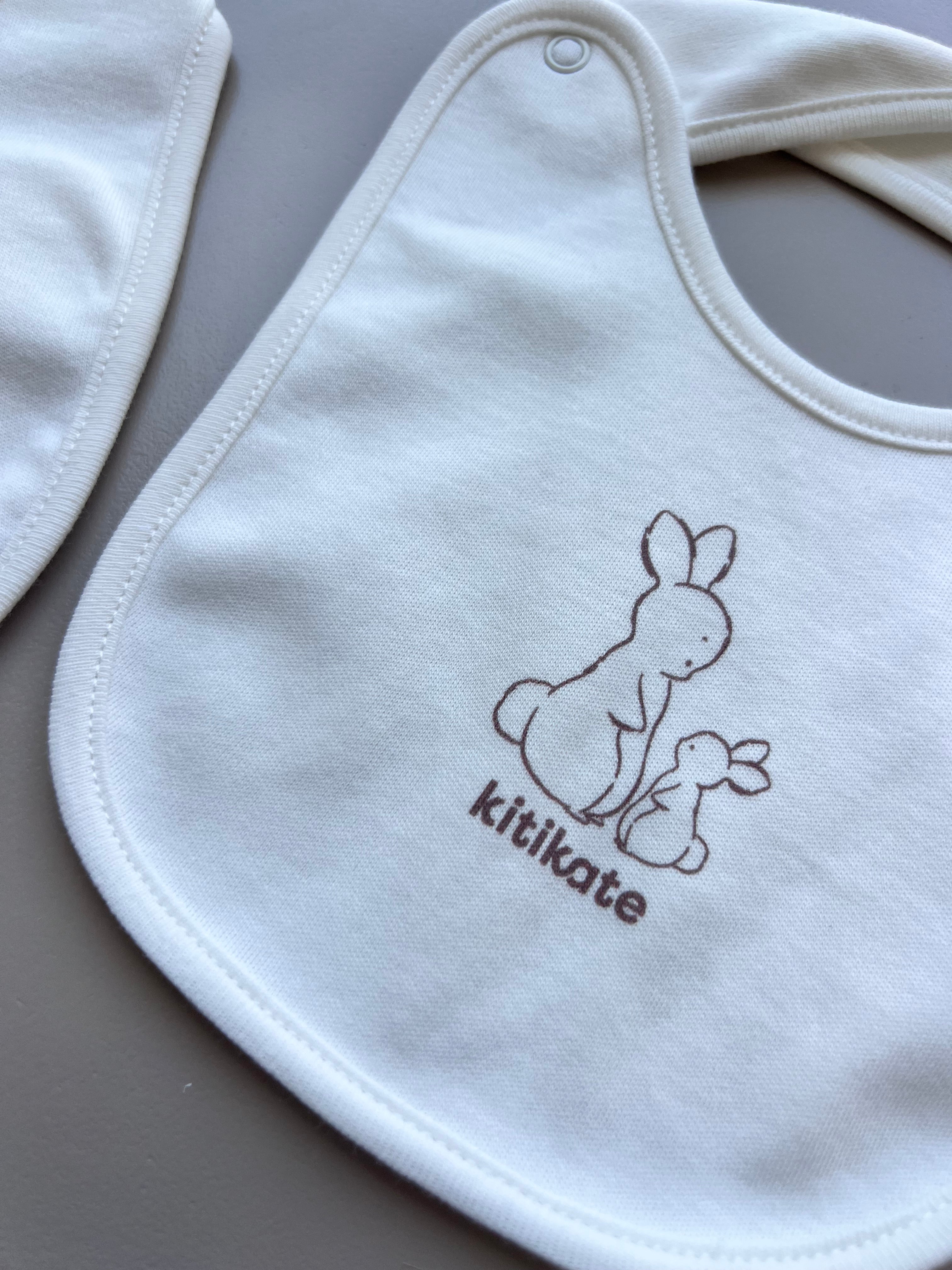 Off-White Rabbit GOTS™ Certified Organic Cotton Bib 2 Pcs Pack