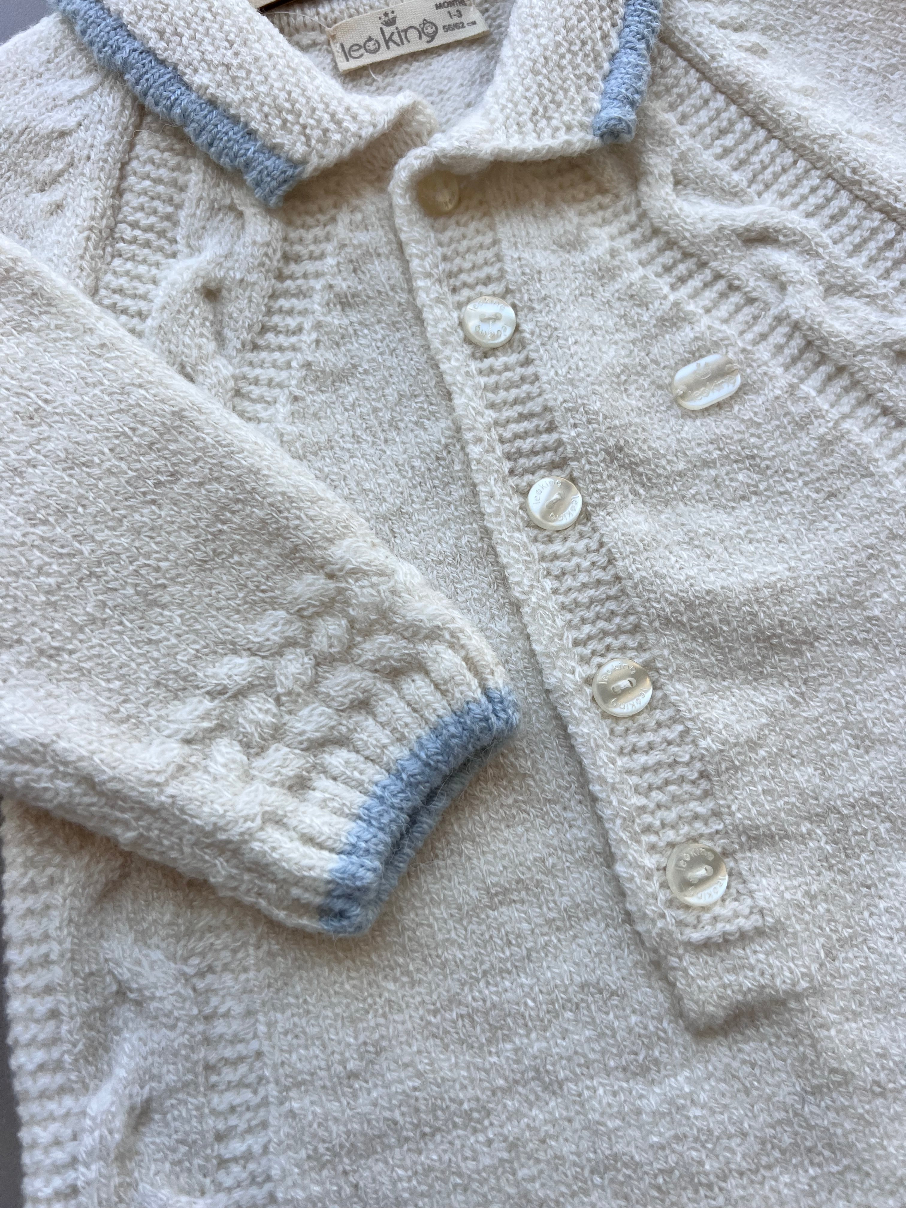 Knitted Off-White/Blue Polo Wool Overall