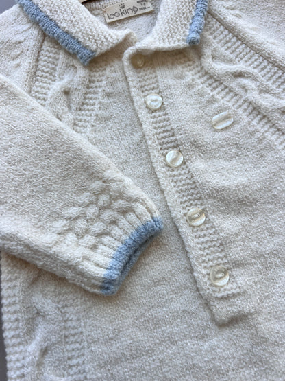 Knitted Off-White/Blue Polo Wool Overall