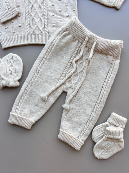 Beige Merino Wool Hospital Set 5 Pcs