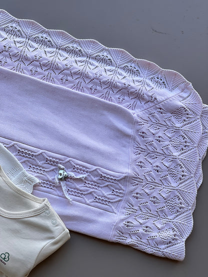 White And Pink Embroidered Organic Cotton Hospital Set 7 Pcs