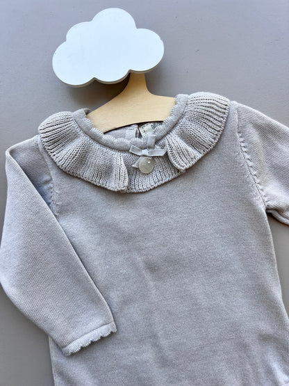 Beige Thick Cotton Dentelle Collar Body