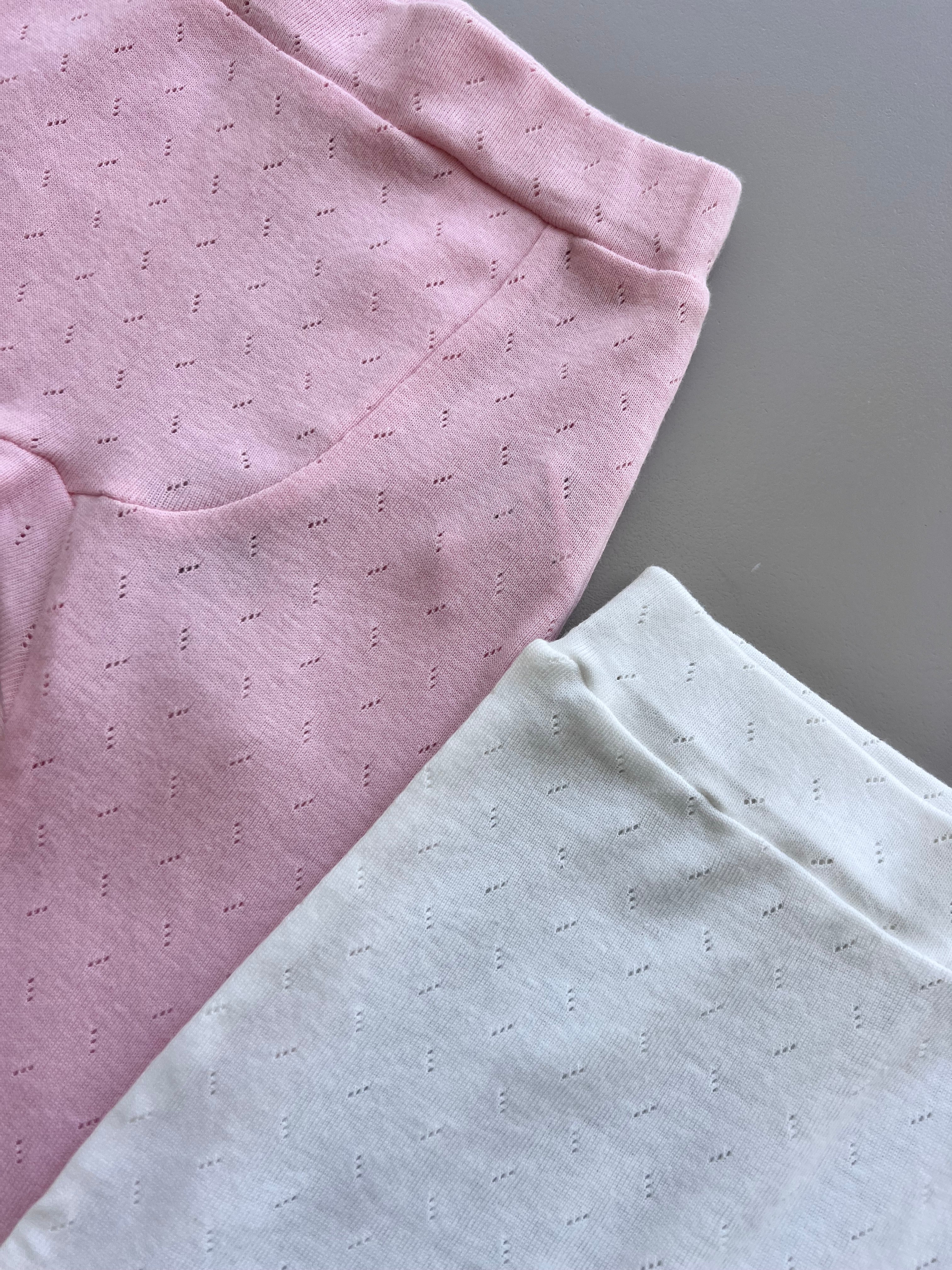 Pink And White Organic Cotton Pants Pack Of 2 pieces