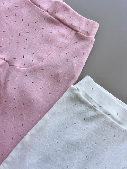 Pink And White Organic Cotton Pants Pack Of 2 pieces