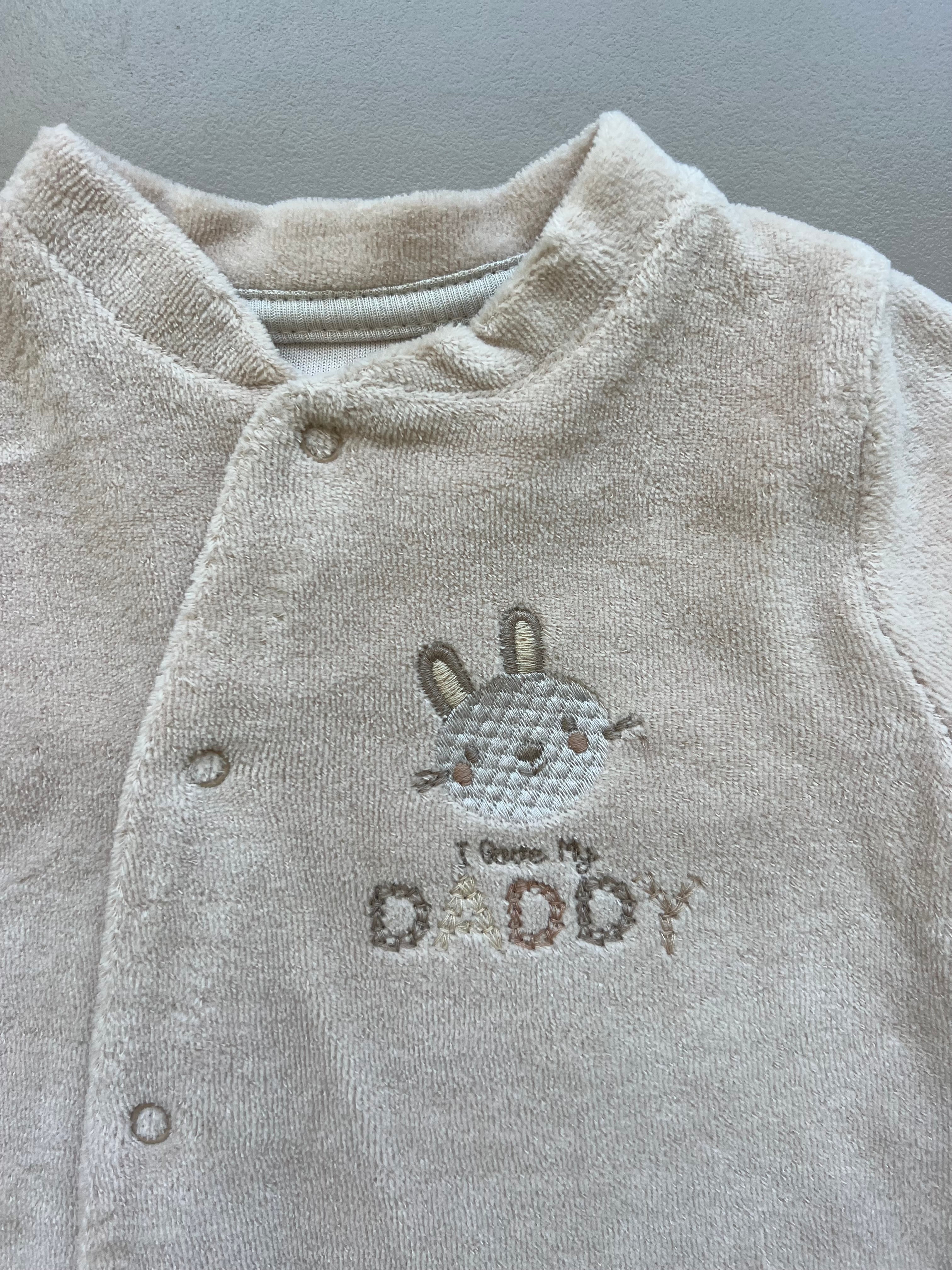 GOTS™ Certified Organic Cotton Beige Velvet Overall With Snap Buttons