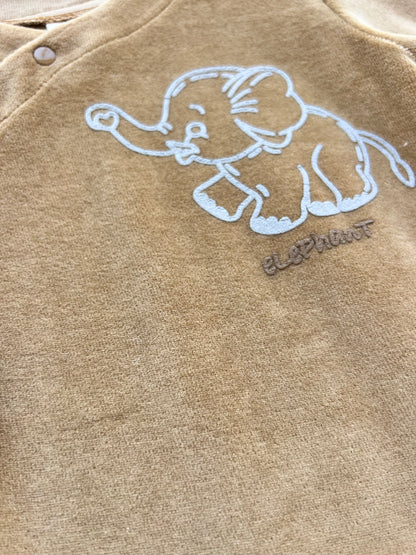 Mustard Elephant Organic Velvet Footed Overall
