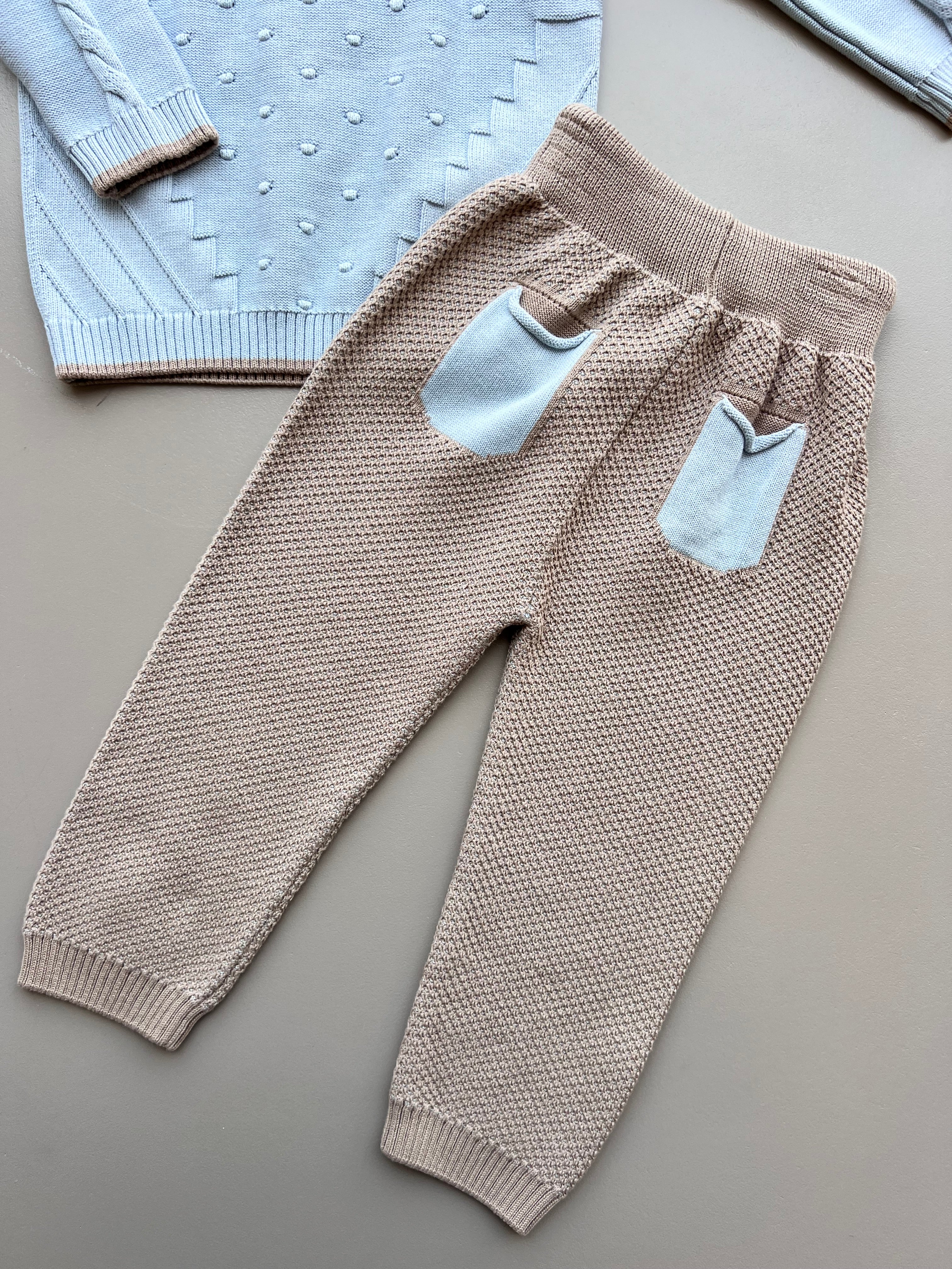 Blue and Beige Organic Cotton Set 2 pcs