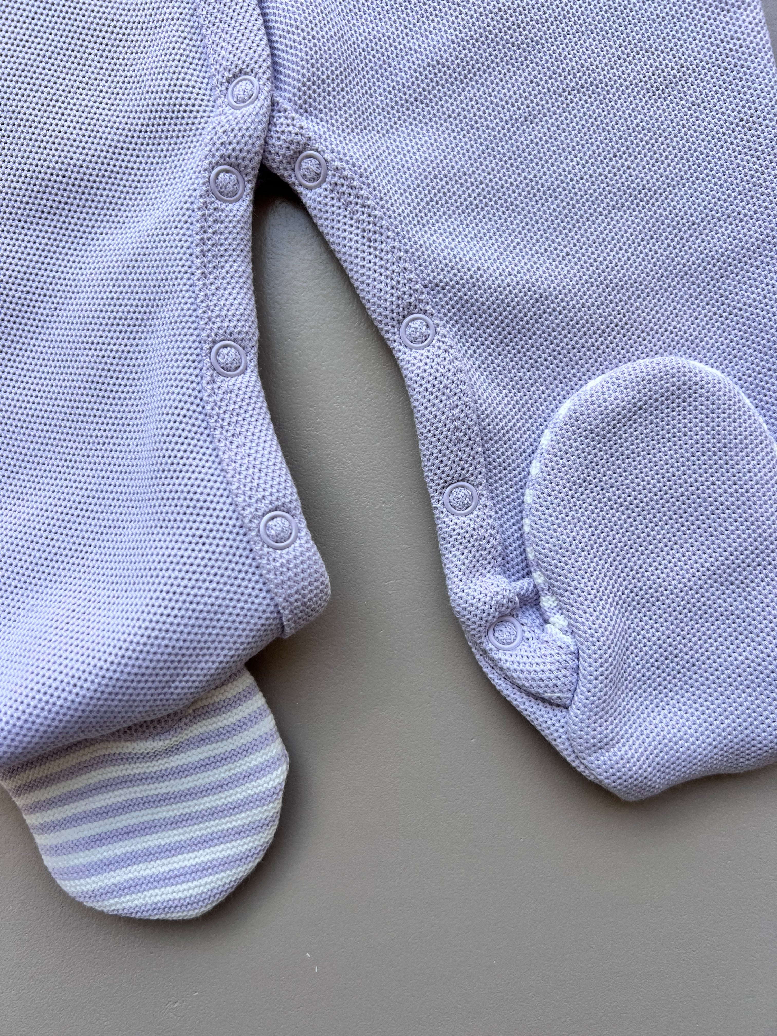 Purple And White Organic Cotton 3 Pcs Overall