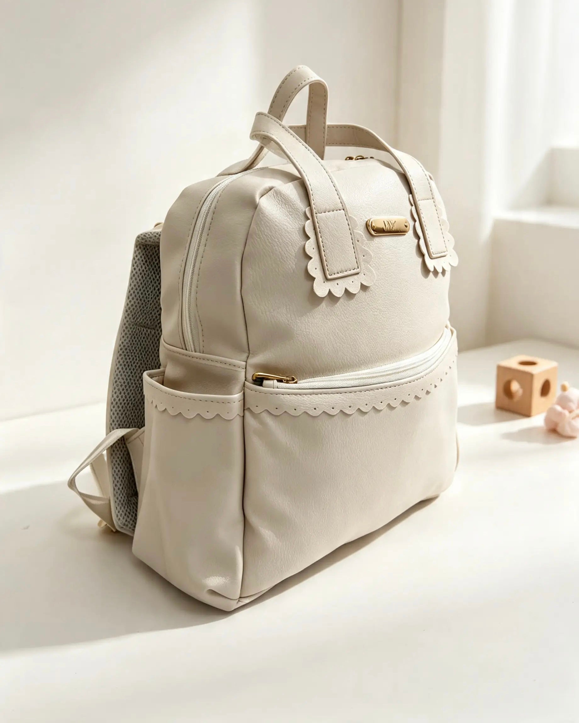 Lujain Leather Backpack Diapers Bag