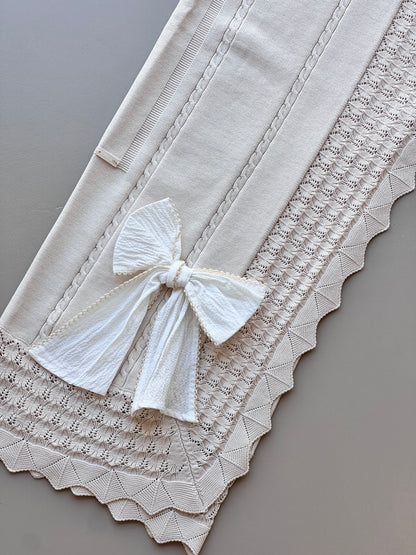 Beige Bow Organic Cotton Blanket