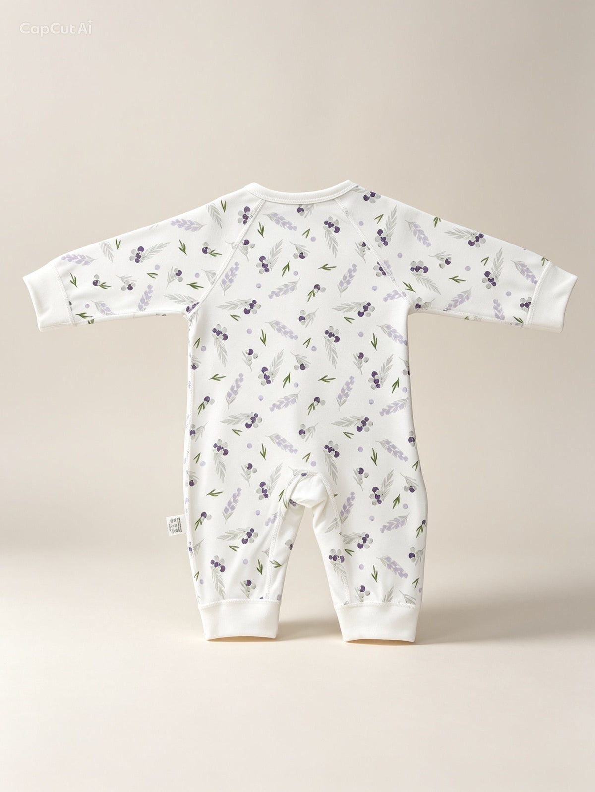 White & Purple Double Breasted Cotton Overall