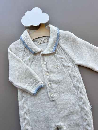 Knitted Off-White/Blue Polo Wool Overall