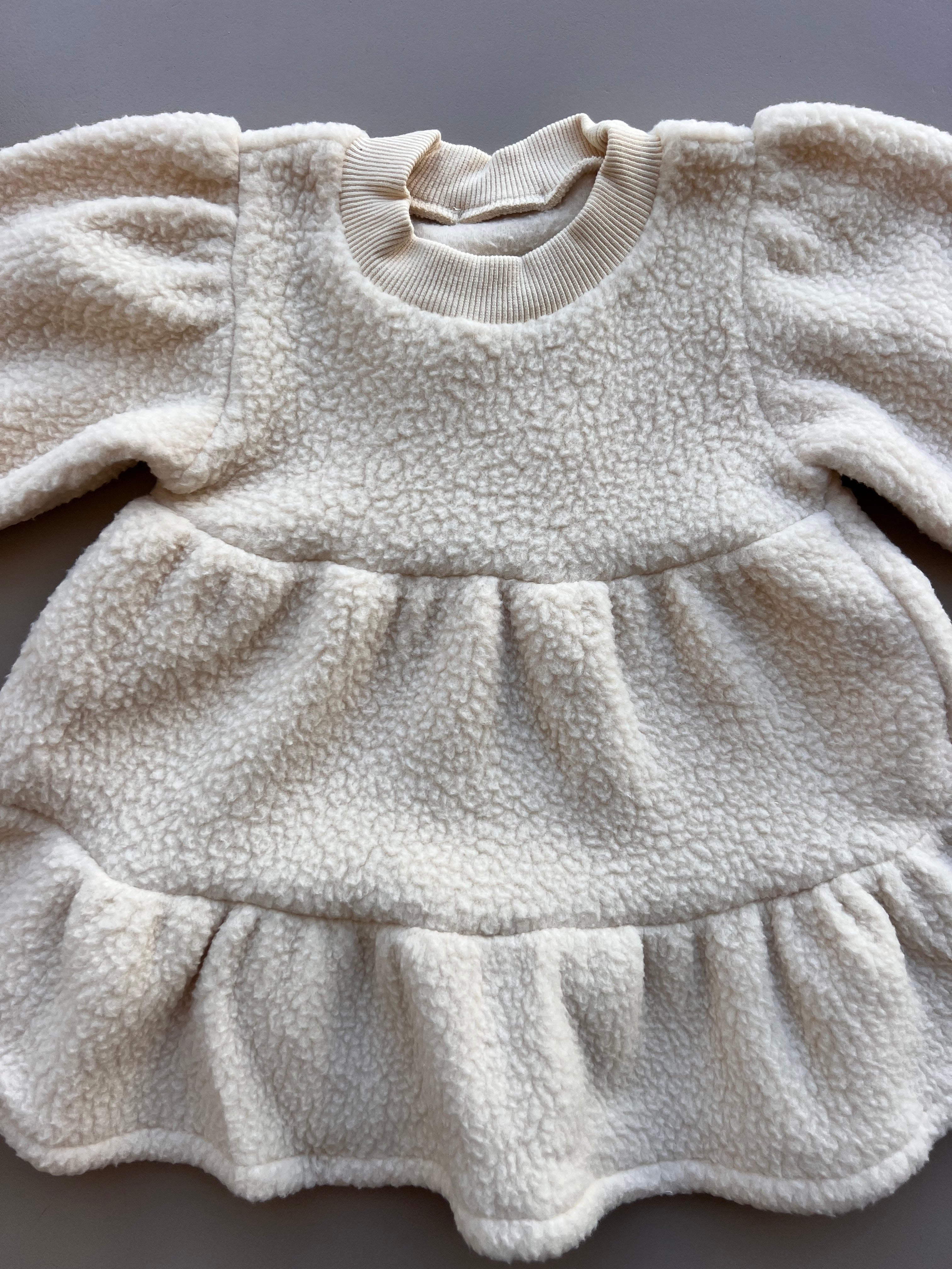 Light Beige Wool Ruffles Dress