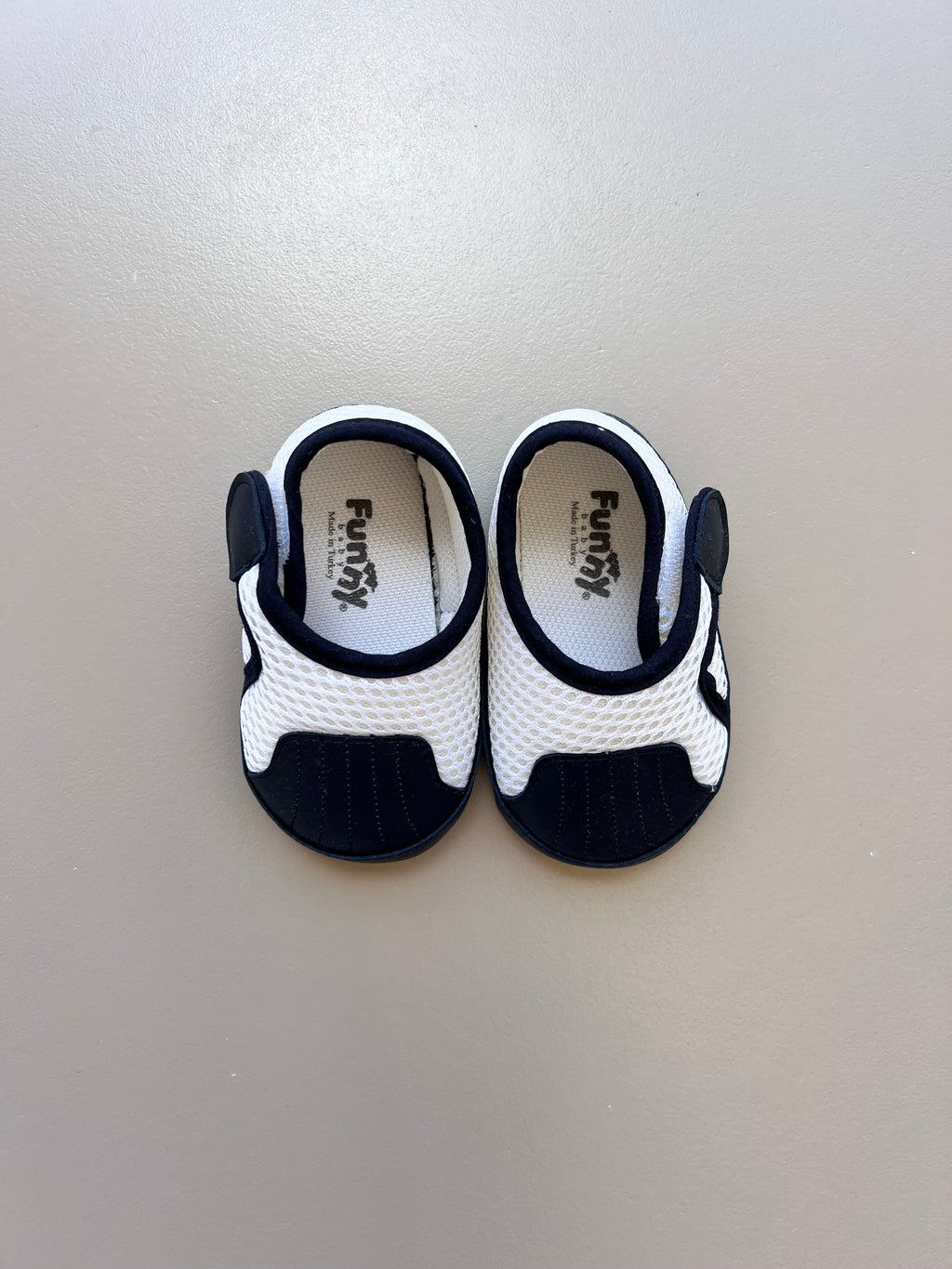 White And Navy Blue Baby Breathable Shoes