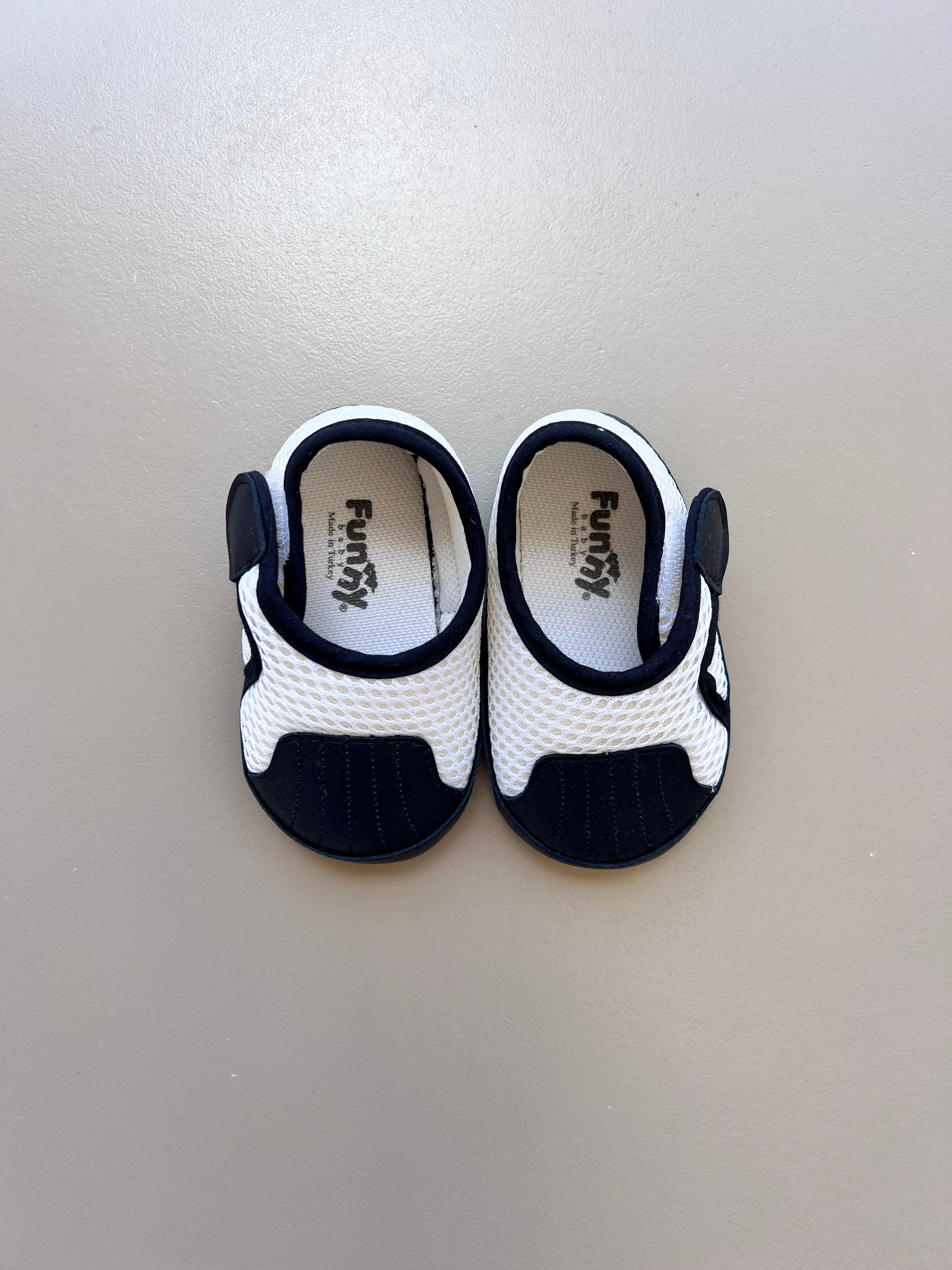 White And Navy Blue Baby Breathable Shoes