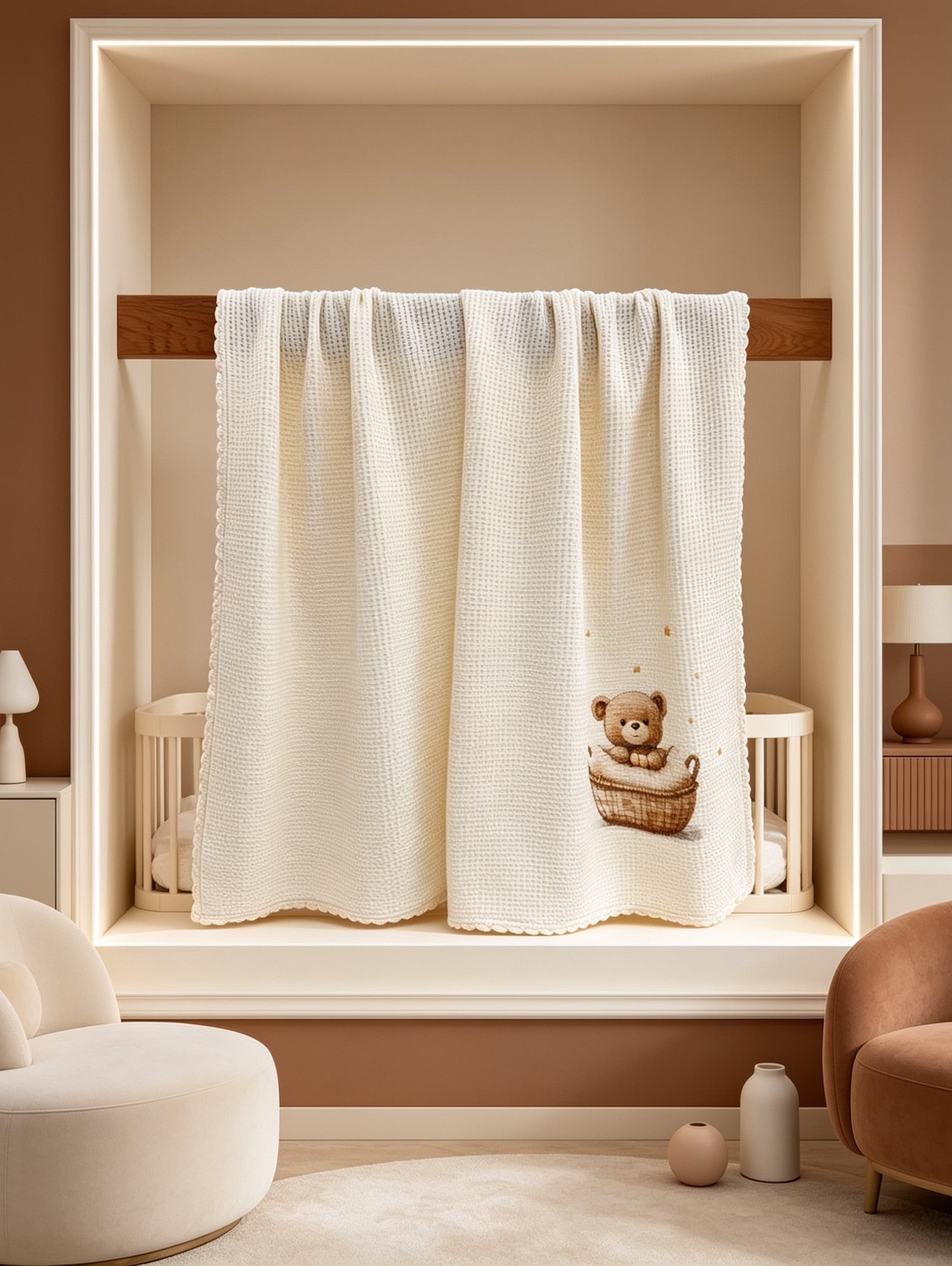 Beige Bear Piqué GOTS™ Certified Organic Cotton Blanket