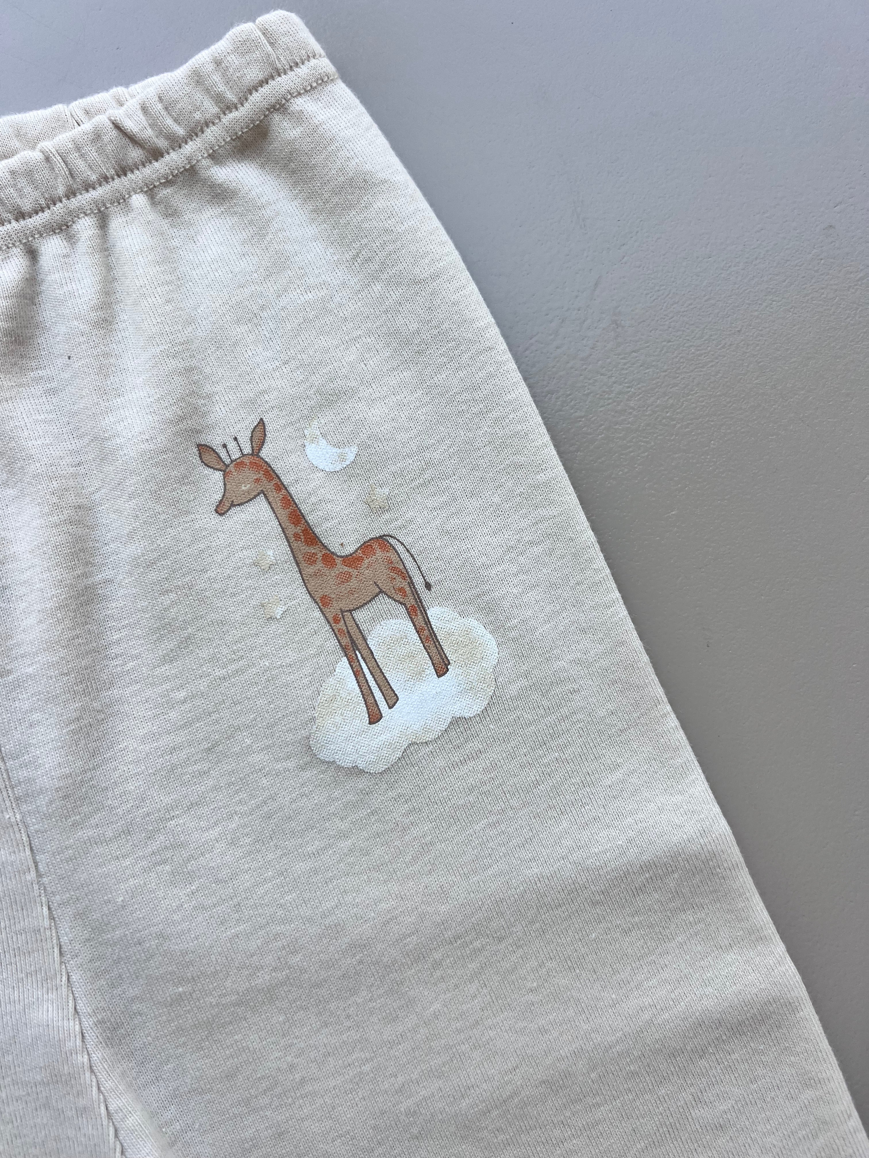 Beige Organic Cotton Pants Giraffe