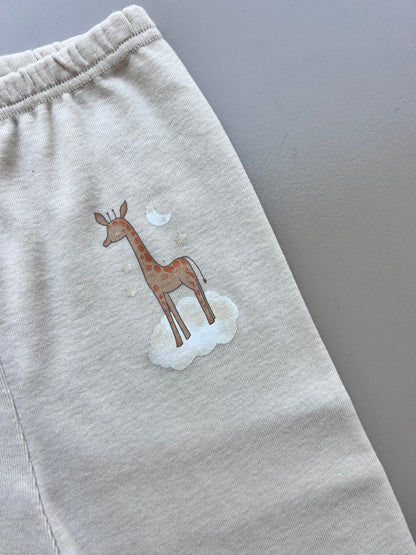 Beige Organic Cotton Pants Giraffe