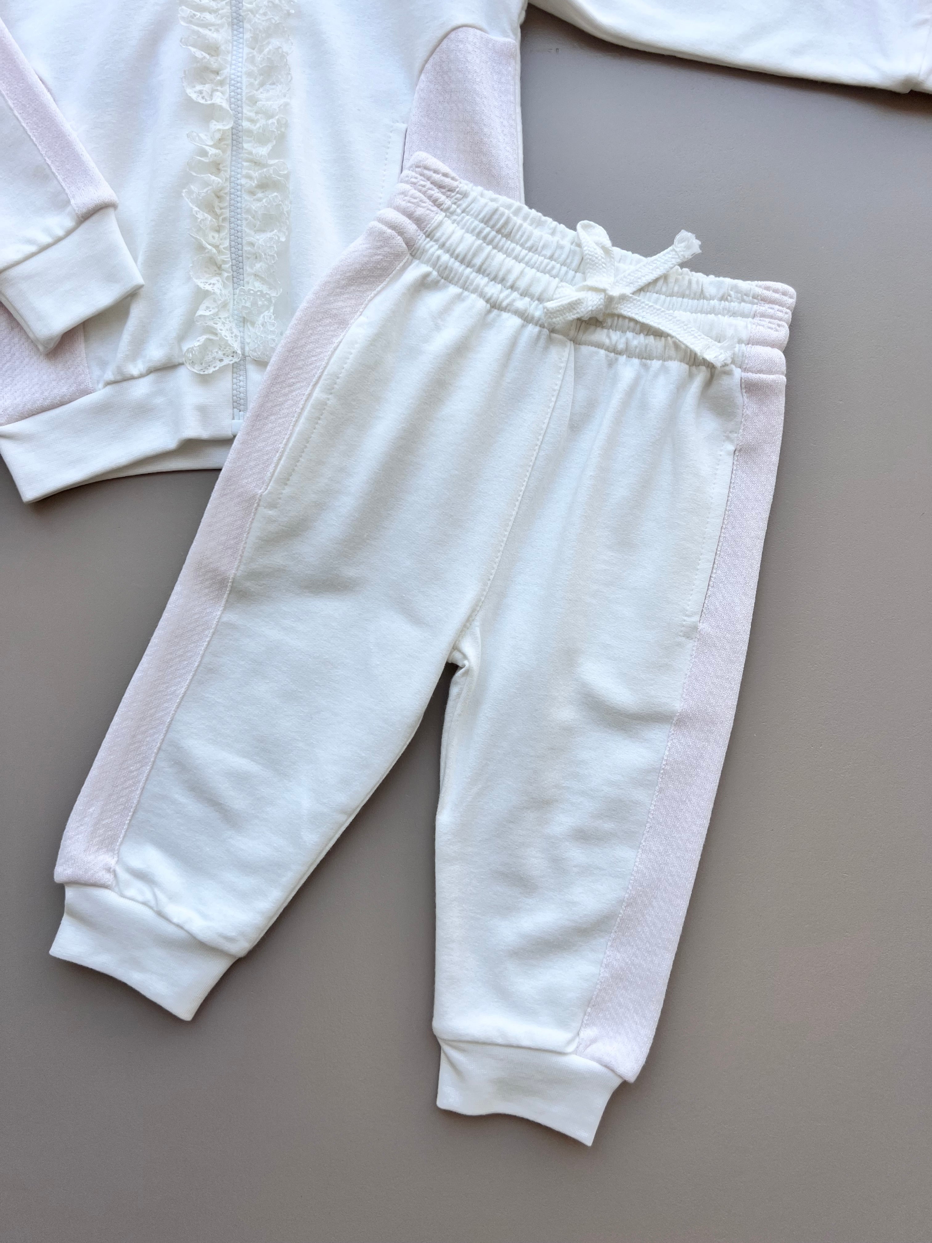 White And Pink With Ruffles 2-Pieces Set