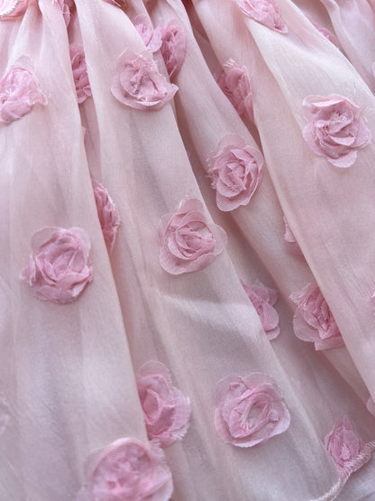 Powder Pink Embroidered Flowers Romper
