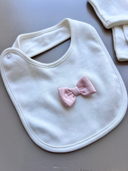 White & Pink GOTS™ Certified Organic Cotton Love Roses 5 Pcs Set