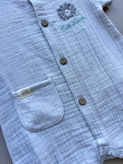 Grey Muslin Romper Cutie Lamb