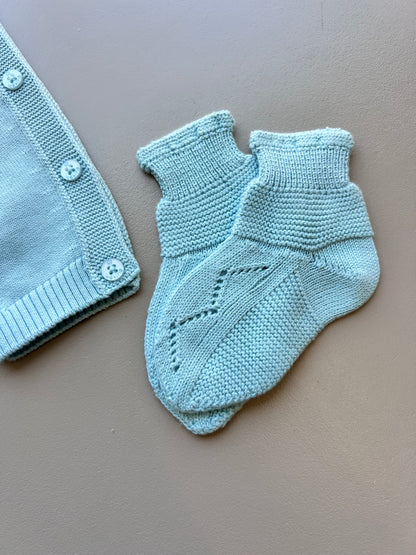 Blue Organic Cotton 2 Pcs Overall With Hat