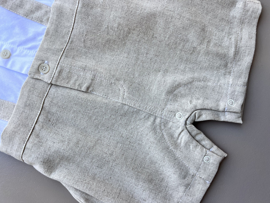 Beige & White Short Salopette