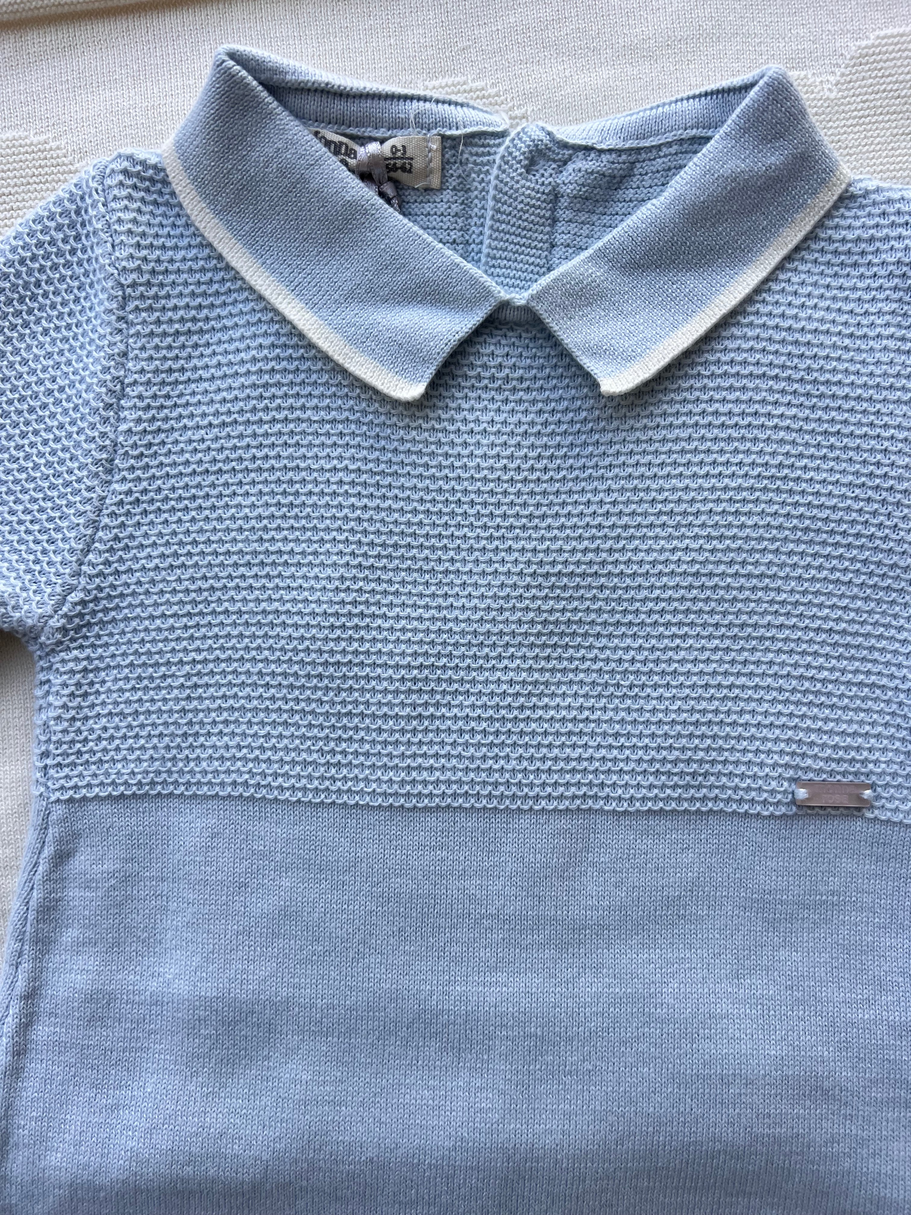 Blue Cotton Polo Footed Overall Hospital Set 5 Pcs