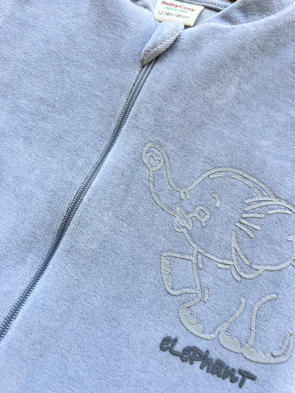 Grey Elephant Velvet Zip overall