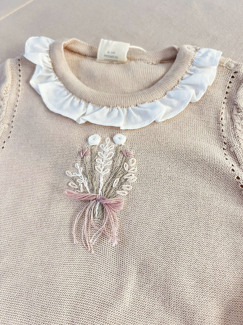 EAC Organic cotton Beige Flower embroidered Hospital Set 3 Pcs