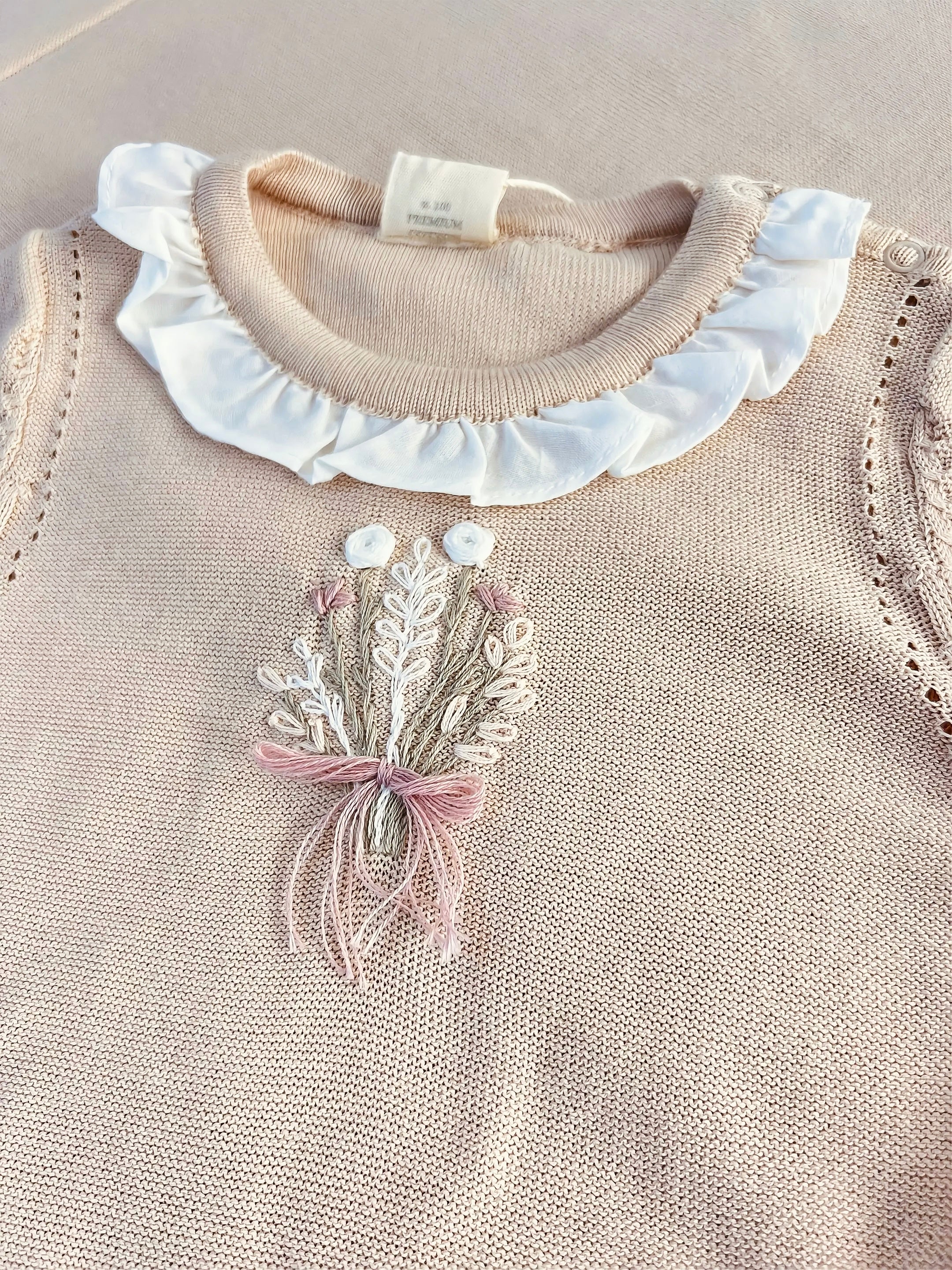 EAC Organic cotton Beige Flower embroidered Hospital Set 3 Pcs