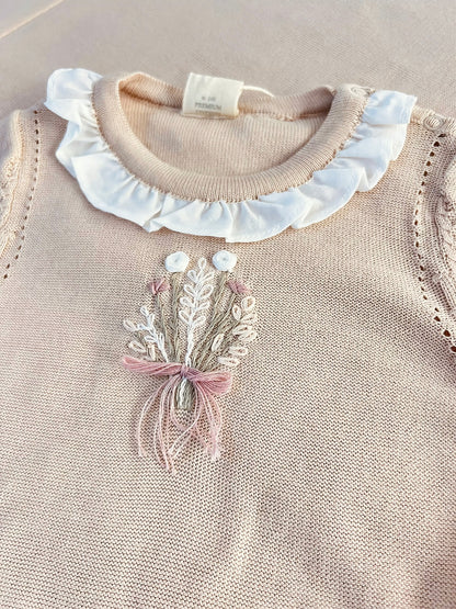 EAC Organic cotton Beige Flower embroidered Hospital Set 3 Pcs