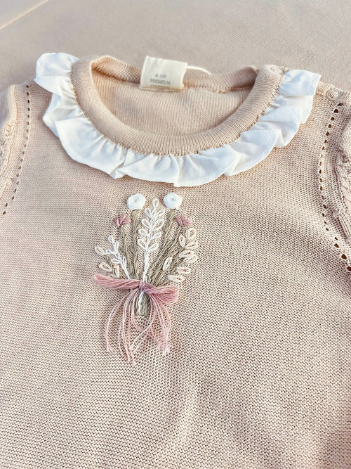EAC Organic cotton Beige Flower embroidered Hospital Set 3 Pcs