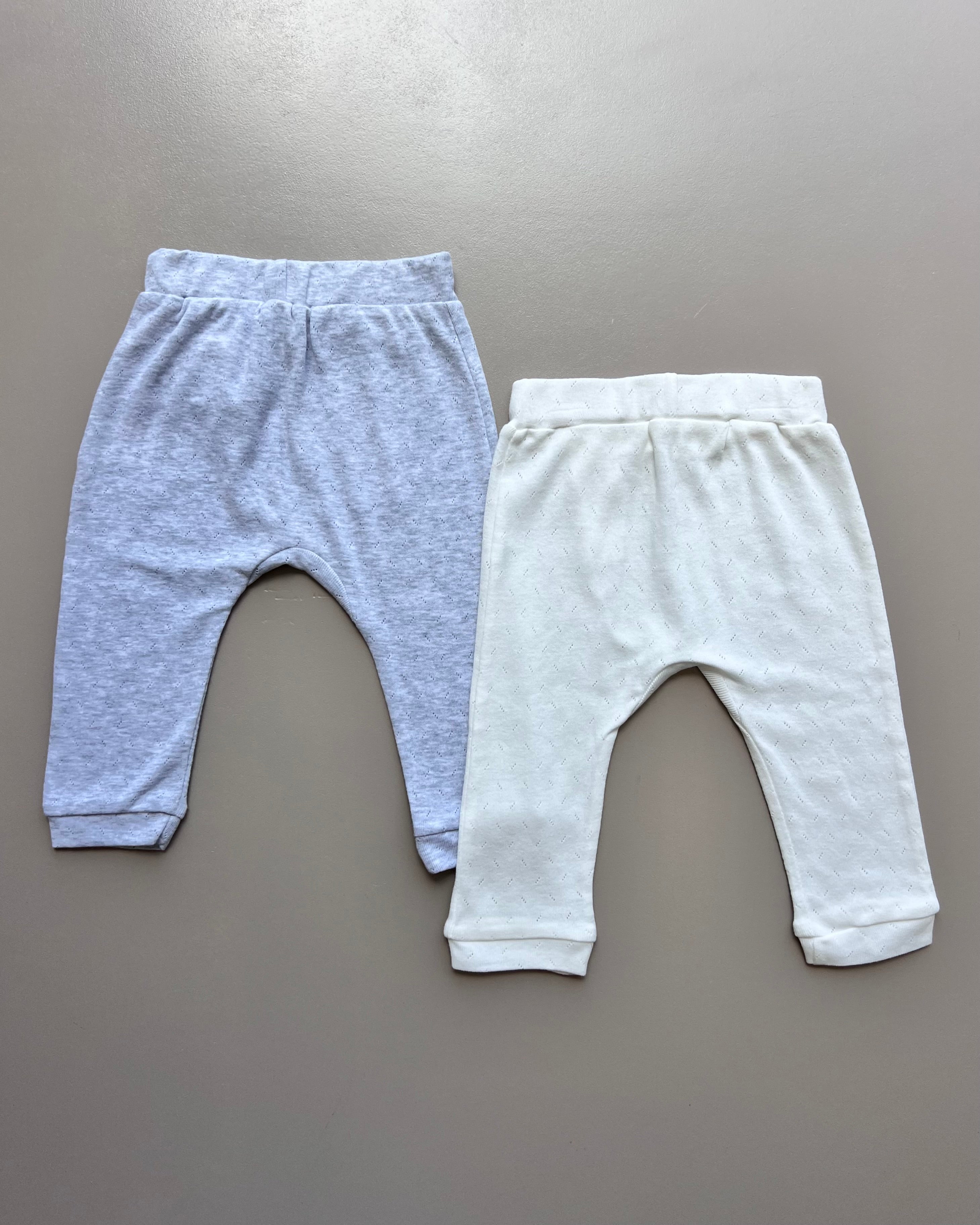 Gray And White Organic Cotton Pants Pack Of 2 Pieces