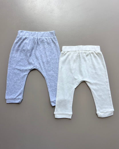 Gray And White Organic Cotton Pants Pack Of 2 Pieces